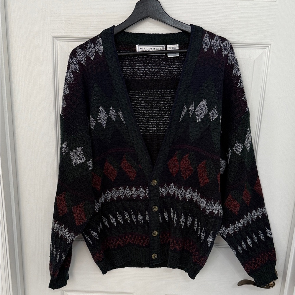 Michael Gerald Multicolor Patterned Knit Acrylic … - image 1